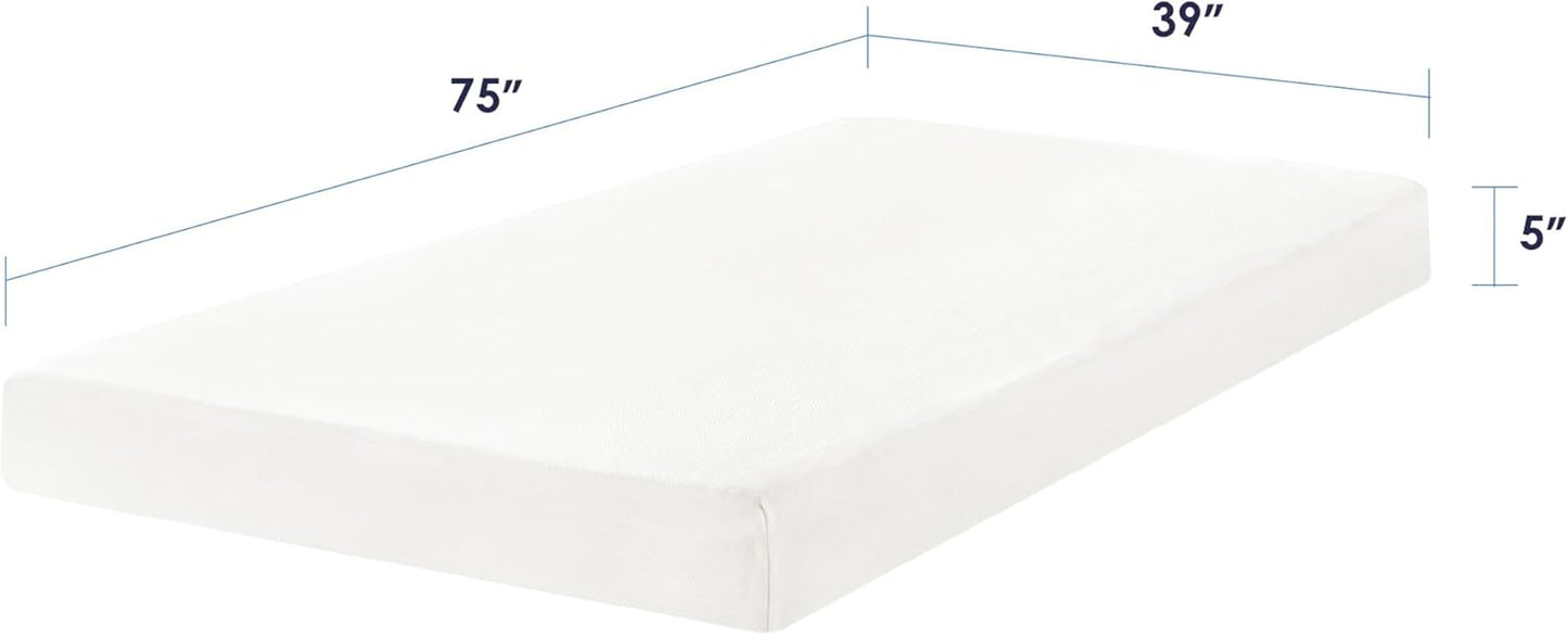 5 Inch Memory Foam Mattress, Cooling Gel Infused, Certified Safe Foams & Fabric, Mattress in a Box, Twin