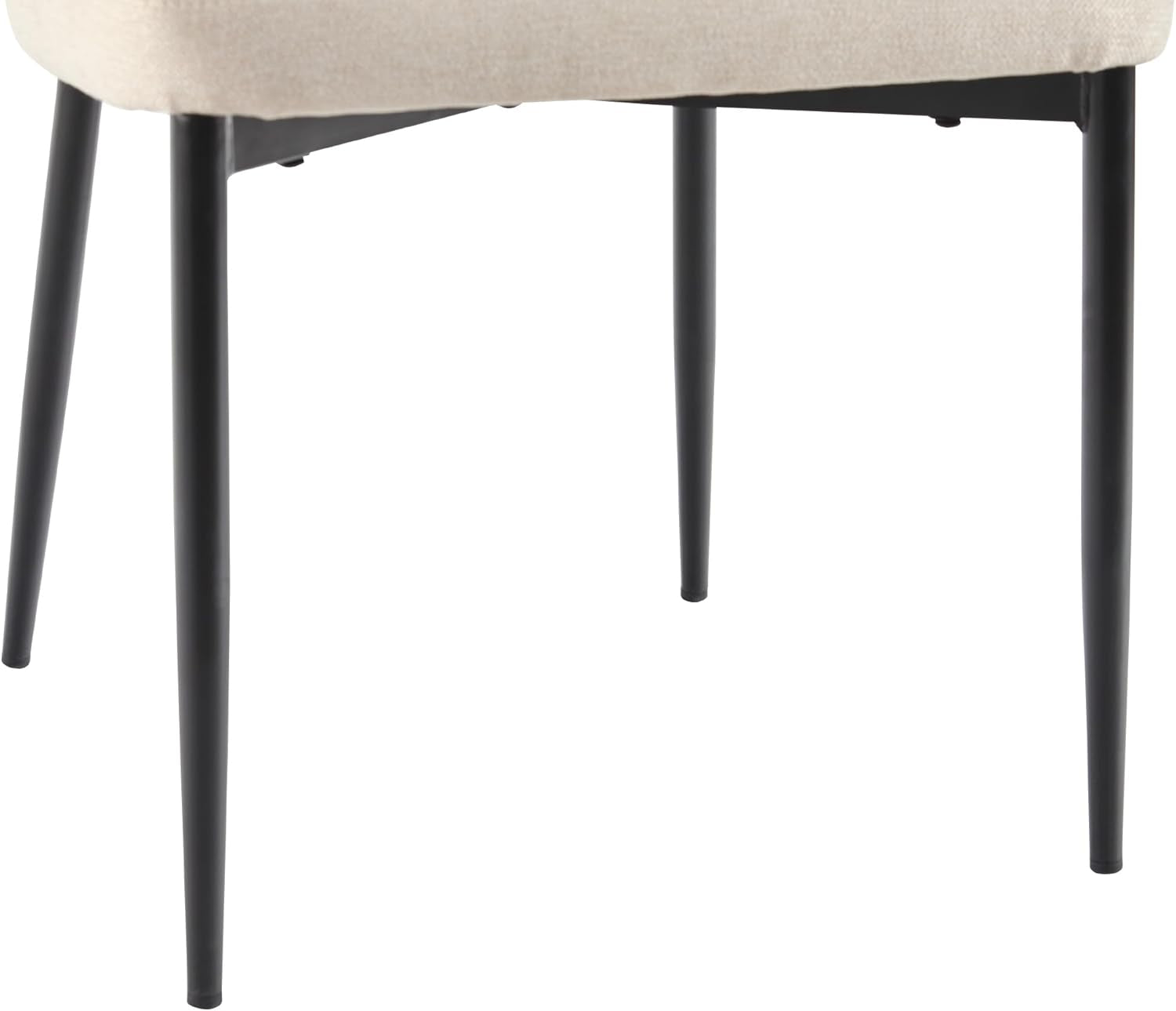 Modern Curved Back Upholstered Dining Chair with High-Performance Woven Upholstery and Powder Coated Steel Base, 2Pk, Ivory