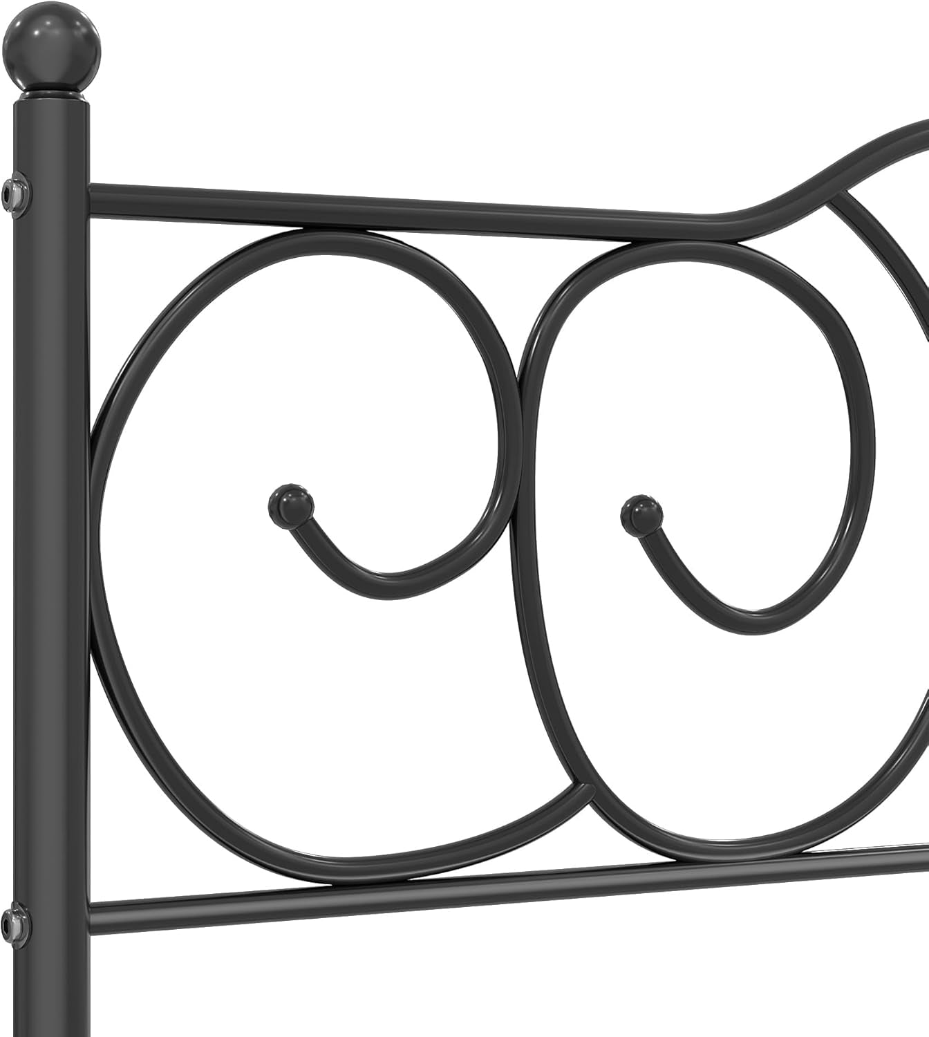 Metal Full Size Headboard, Heavy Duty Curved Headboard Only Height Adjustable, Easy to Assembly, Farmhouse Victorian Style for Bedroom - Black, Full