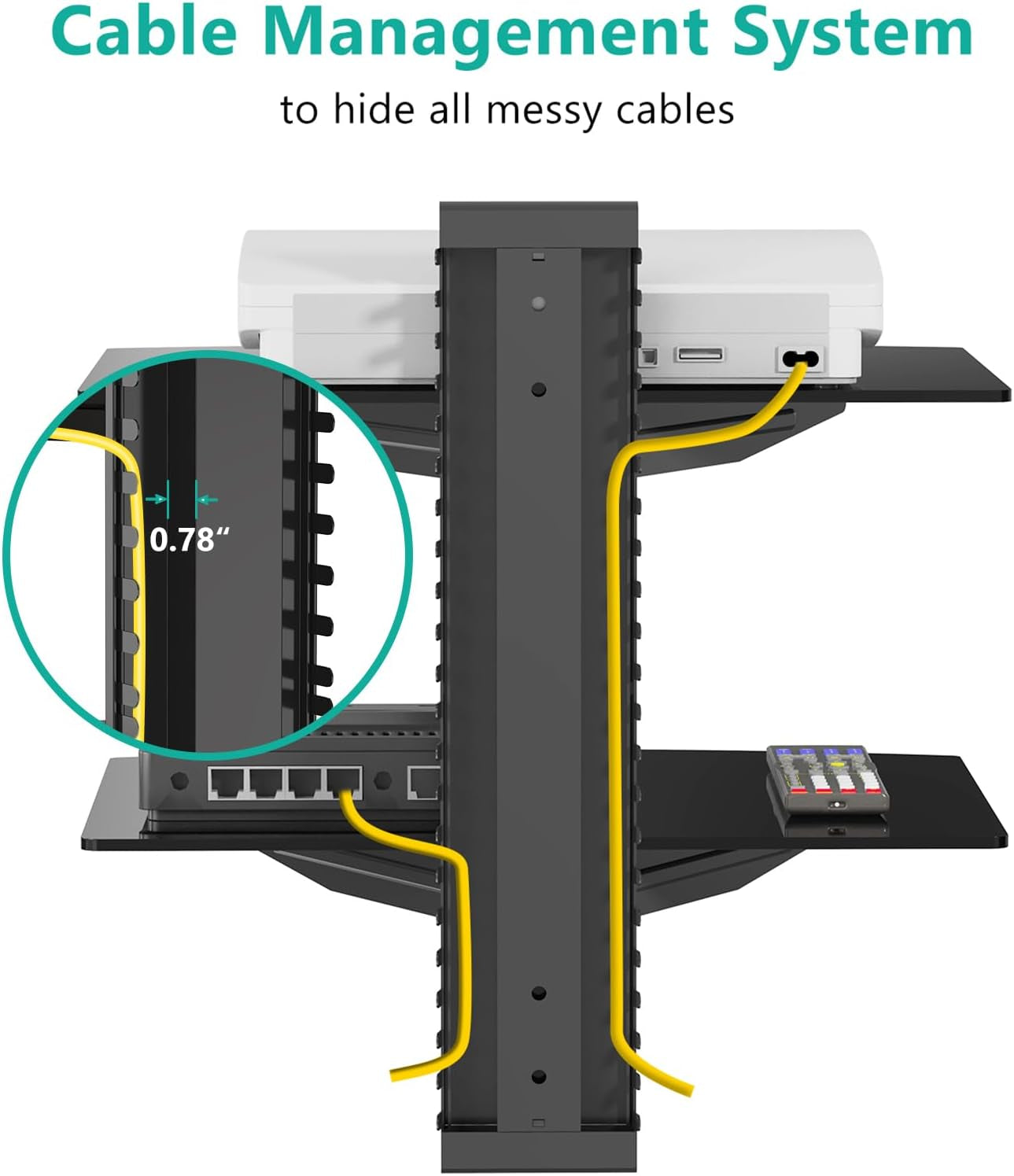 Floating Entertainment Center Shelves, Holds up to 17.6Lbs, TV Shelf with Strengthened Tempered Glasses for DVD Players, Cable Boxes, Games Consoles, TV Accessories (CS202B), 2 Shelf, Black