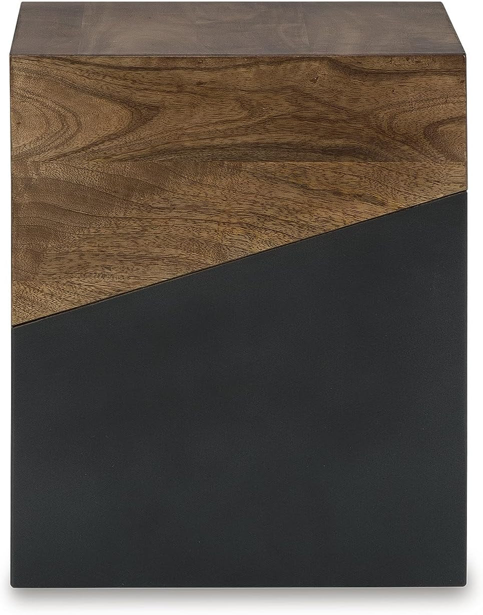 Trailbend Eclectic Accent End Table, Brown & Gunmetal