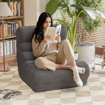 Bean Bag Chair for Adults Memory Foam Bean Bag Chairs, Fireside Chair Comfy Lazy Floor Sofa, Recliner Sofa for Living Rooms and Bedrooms (Grey)