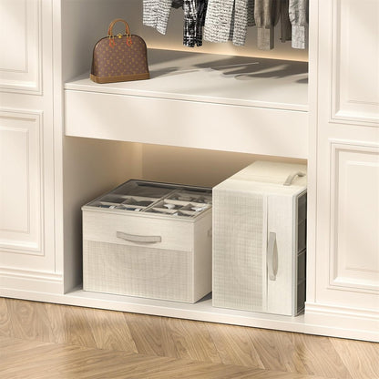 Shoe Organizer for Closet,2 Pack Foldable Shoe Storage Organizer Box Bin with Adjustable Dividers and Clear Cover, Fits up to 16-32 Pairs