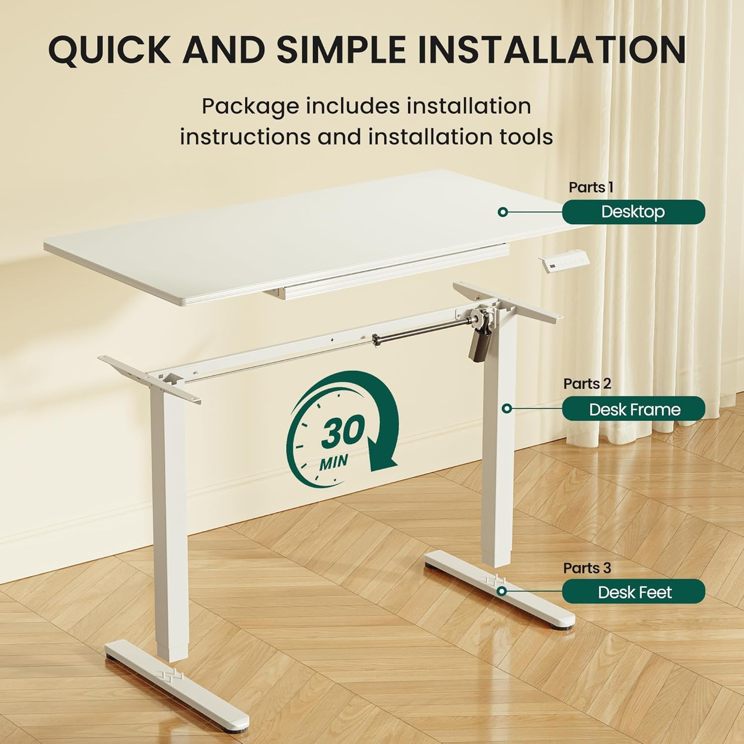 55X24 Inchs Electric Standing Desk - One-Piece Glass Top, Height Adjustable Workstation with 4 Memory Presets, Ergonomic Sit-To-Stand Table for Home Office & Gaming