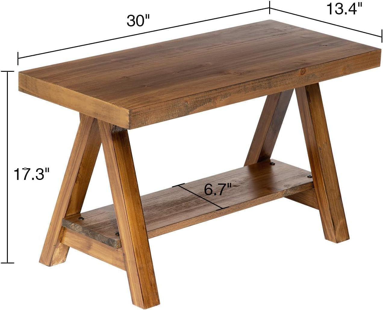 Farmhouse Wood Bench, Rustic Indoor Storage Bench for Entryway, Living Room, Dining Room, Solid Wood Construction, Original Wood