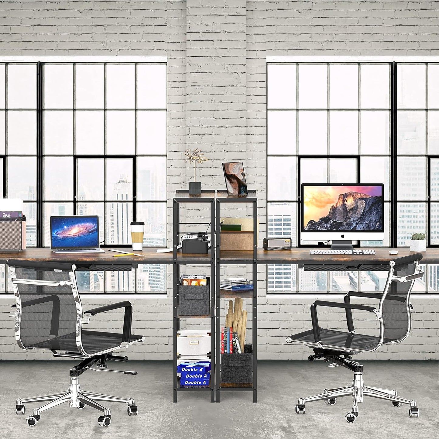 46-Inch Home Office Mission Computer Desk with Side Shelf and Drawer, Rustic Brown