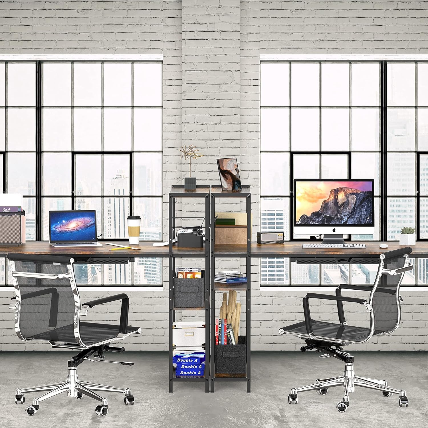 46-Inch Home Office Mission Computer Desk with Side Shelf and Drawer, Rustic Brown