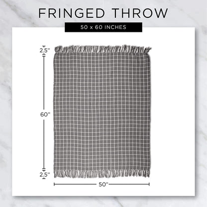 Rustic Farmhouse Double Diamond Woven Throw, 50X60, Stone