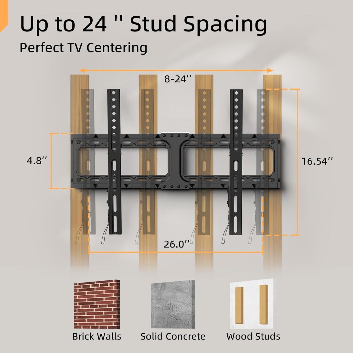 55 65 75 85 Inch Tilting TV Wall Mount for 32-90 '' Tvs, Low Profile TV Mount Bracket, Safe Lock & Quick Release, Max VESA 600X400Mm, 24 Inch Studs,132 Lbs, Fit Most 55+ 75+ 85+ 86 Tvs