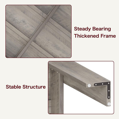 63" Dining Table for 4-6, Farmhouse Dinner Kitchen Table for 4 with Large Tabletop, Rectangular Wood Dining Room Table for Kitchen, Living Room, Easy Assembly, Retro Gray