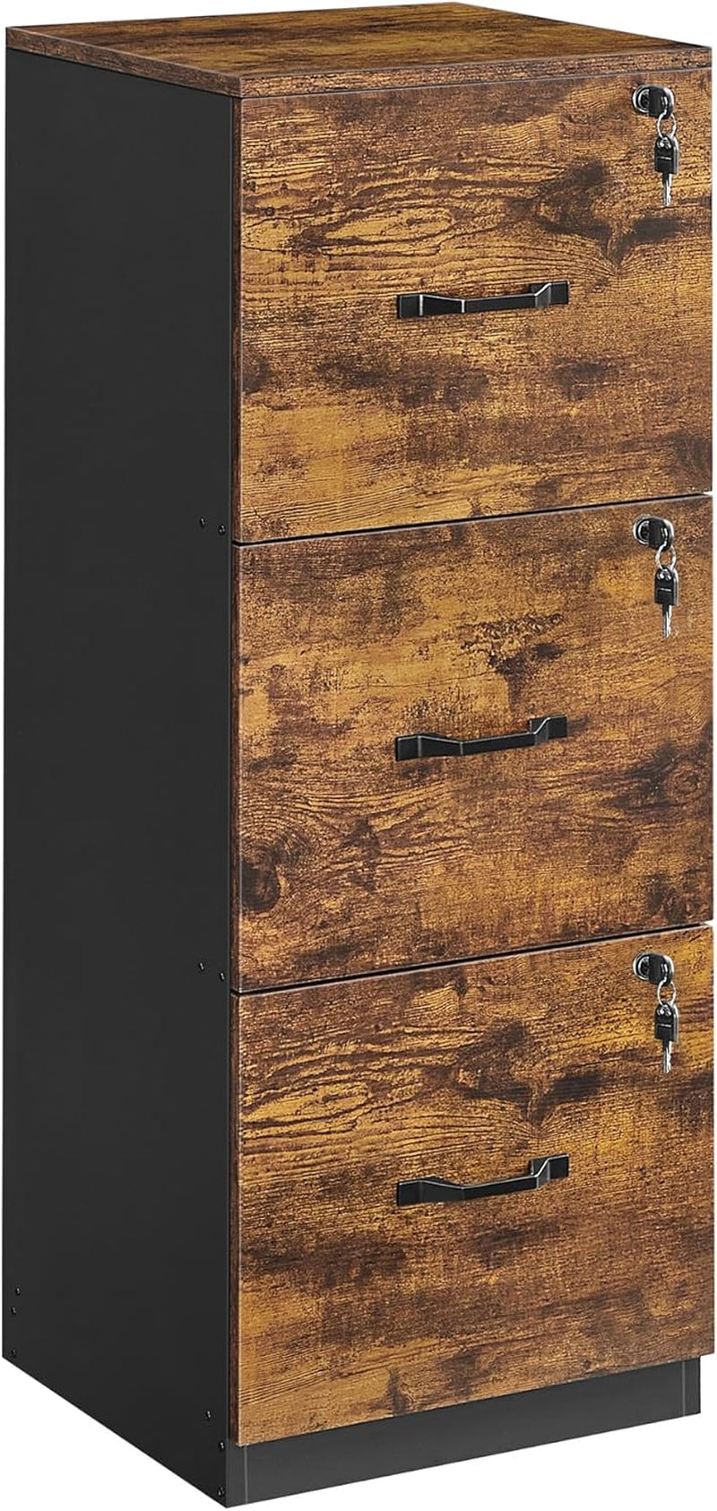 1 Drawer File Cabinet with Lock, Printer Stand, Office Filing Cabinet Organizer, for A4 and Letter Size Documents, Rustic Brown and Black UOFC044B01