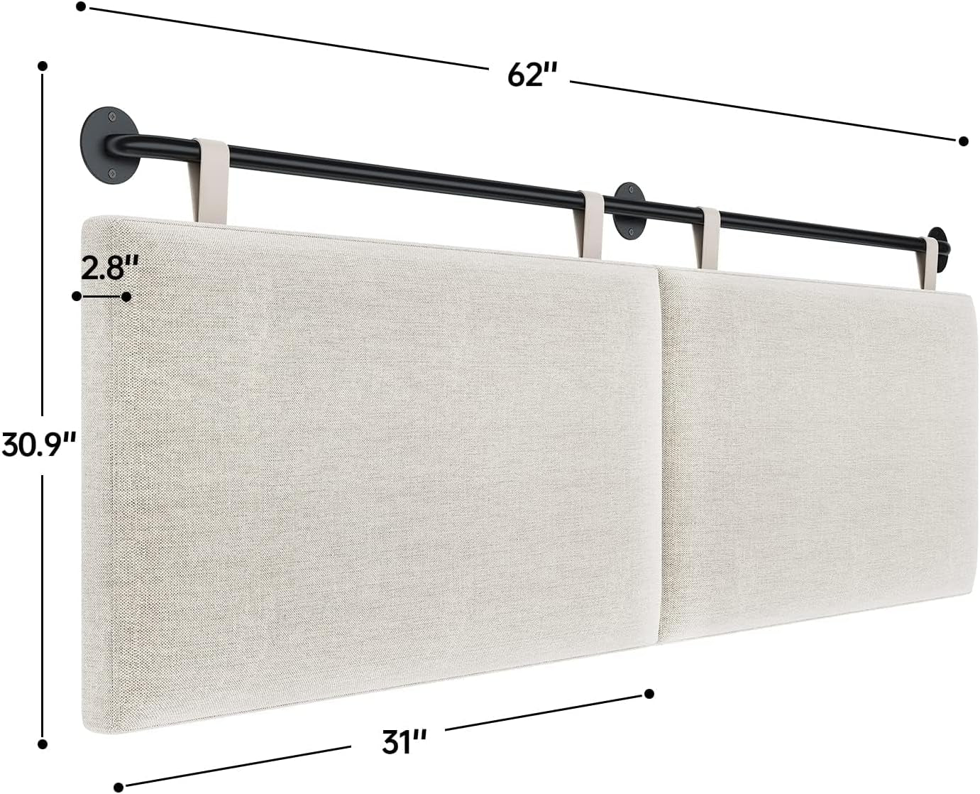 Headboards for Queen Size Bed, Wall Mounted Headboard with Fine Linen Upholstery and Button Tufting, Adjustable Heigh Headboard for Bedroom(Queen,Beige)