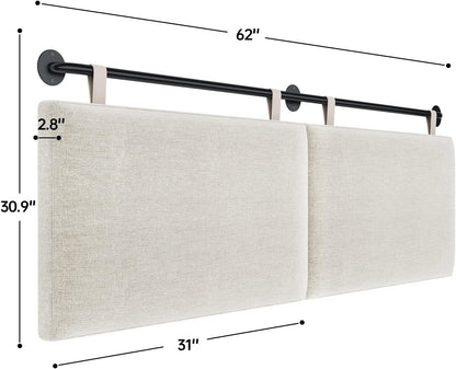 Headboards for Queen Size Bed, Wall Mounted Headboard with Fine Linen Upholstery and Button Tufting, Adjustable Heigh Headboard for Bedroom(Queen,Beige)