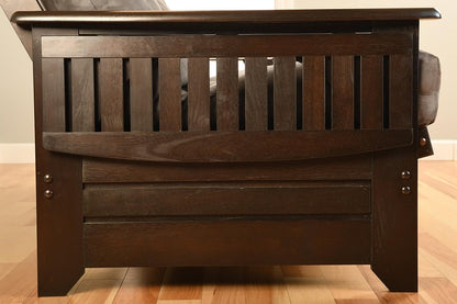 Phoenix Full Size Futon in Espresso Finish, Linen Charcoal