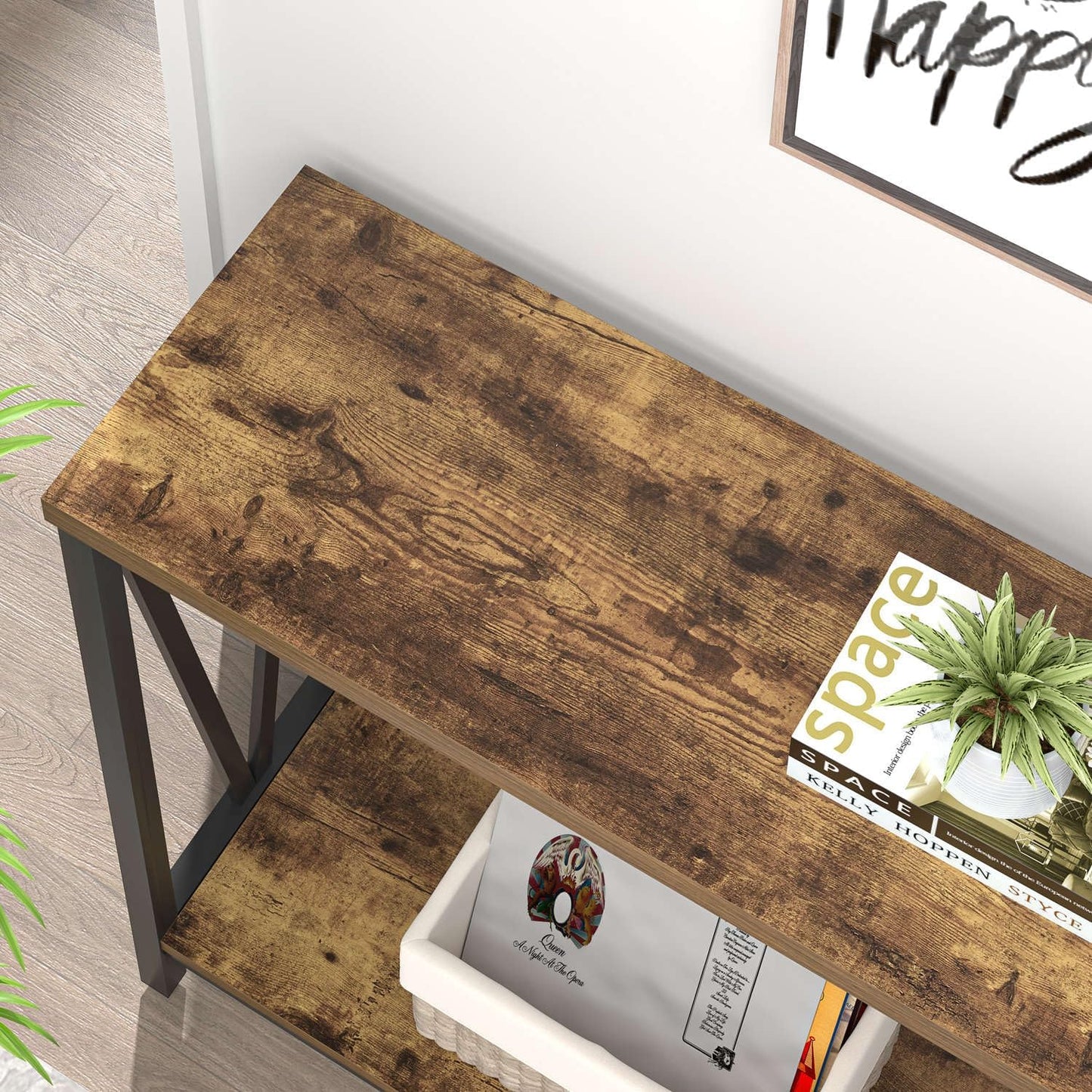 Entryway Table, Narrow Sofa Console Tables behind Couch, Modern Entry Table for Hallway Entrance Living Room, Rustic Brown