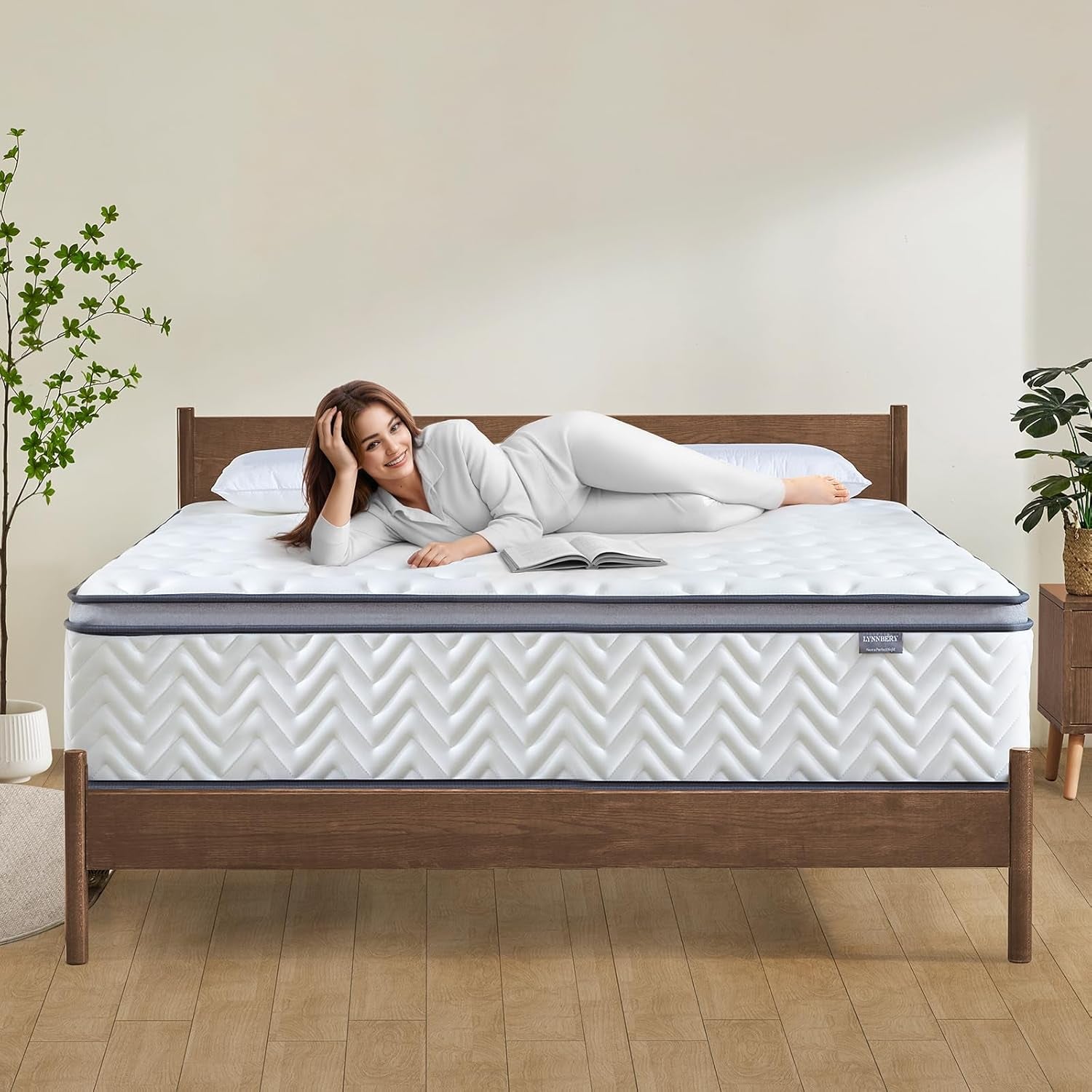Queen Mattress 12 Inch, Medium Firm Hybrid with Memory Foam& Individually Wrapped Pocket Coils for Pressure Relief, Mattress in a Box, Certipur-Us Certified, Motion Isolation
