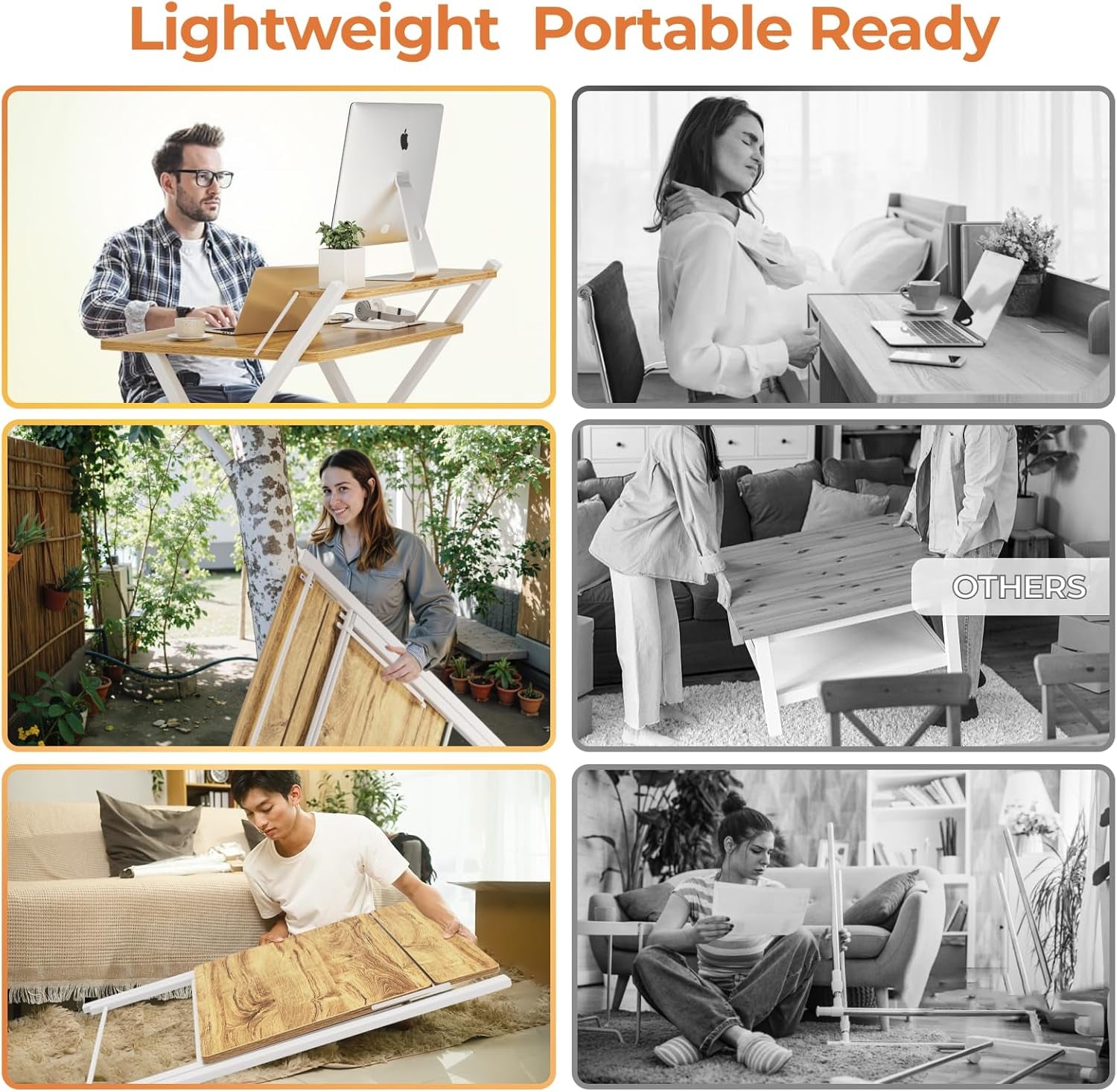 Portable Small Desk No Assembly, 2-Tier Compact Computer Desk with Shelf, Space Saving Foldable Table for Home Office, Bedroom or Apartment, Portable Collapsible Sturdy Laptop Desk, Oak