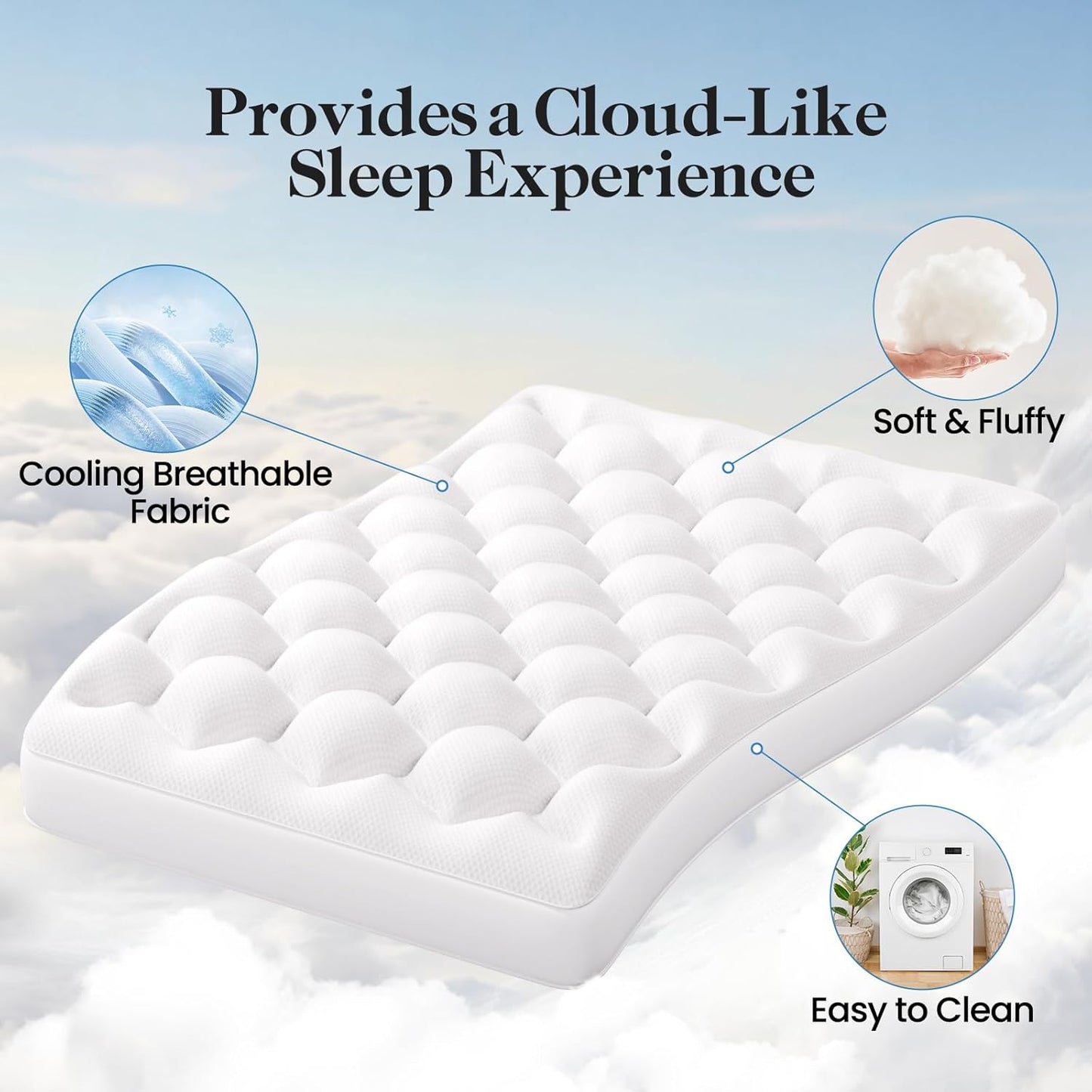 Cooling 4 Lnch Queen Size Dual Layer Mattress Topper, 2 Inch Gel Memory Foam, 2 Inch Soft Pillow Top Pad, Guest Bedroom Essentials Mattresses Cover, Extra Comfortable Sleep and Back Pain Relief