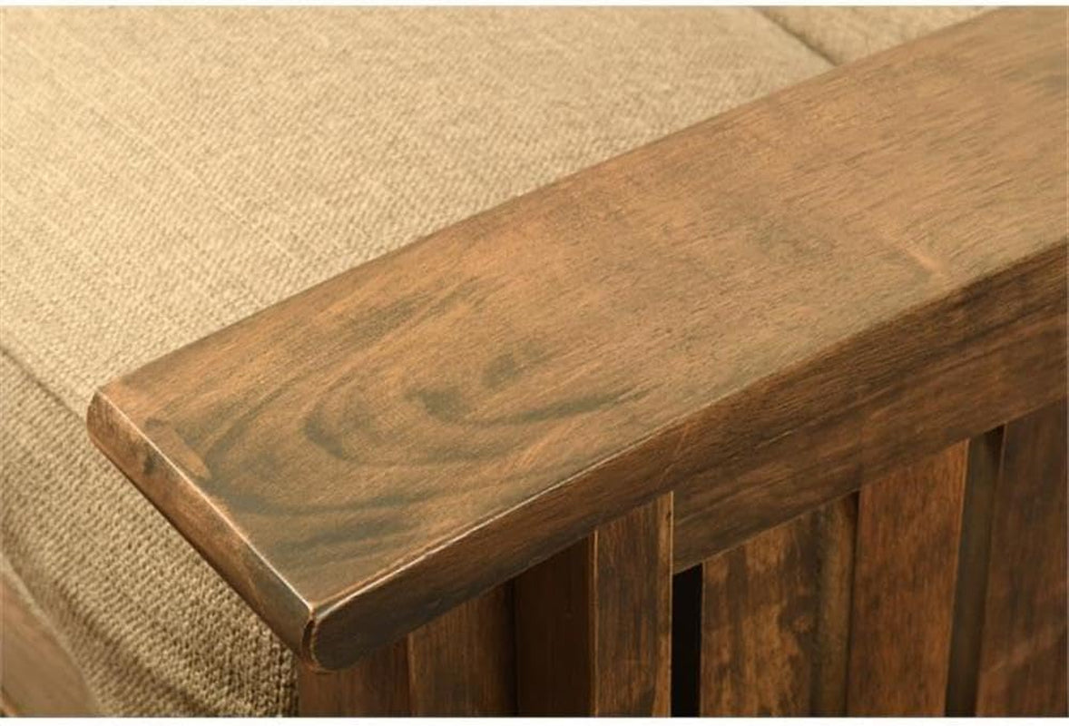Washington Queen Size Futon Frame with Storage Drawers - Wood Futon Frame with Mattress Included in Suede Black Color
