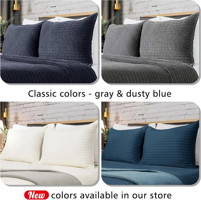 Bed Pillow Sham Royal Cotton Velvet Pic-Stitch Standard Pillow Sham - 20'' X 26'', Grey, 1 Piece
