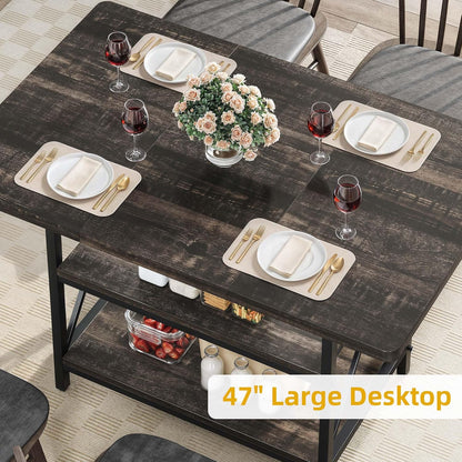 Dining Room Table 47 Inch Rectangle Dining Table for 4 People Modern Kitchen Table White Marble Dinner Table with Storage Shelf and Glod Metal Legs for Home Apartment White and Gold
