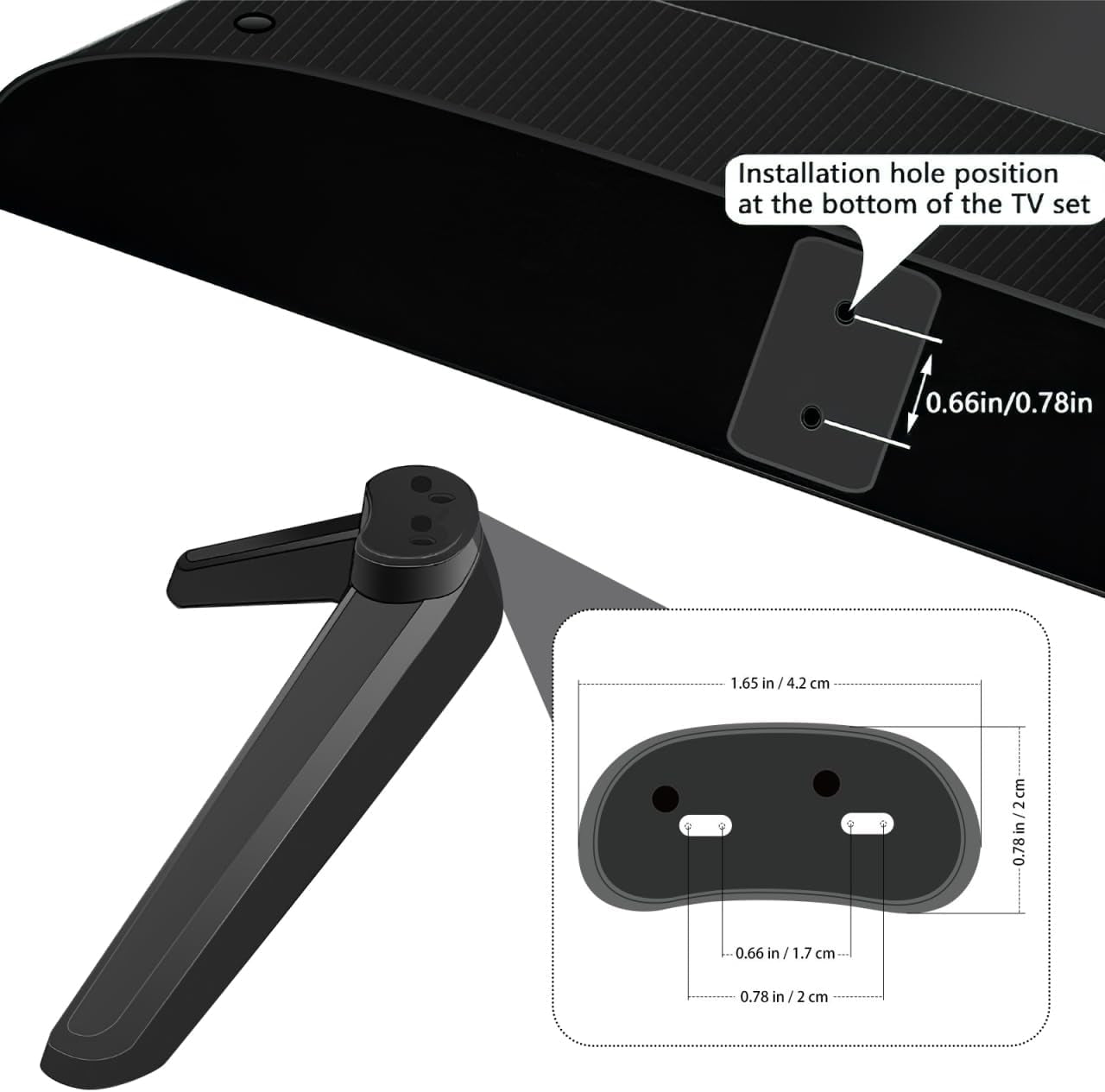 Universal TV Stand - 2Pcs TV Legs for Screens to 32-55In Table Holder Stand Tabletop Mount with Screws - Easy Installation Plastic Television Legs Mounting Brackets Black