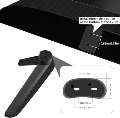 Universal TV Stand - 2Pcs TV Legs for Screens to 32-55In Table Holder Stand Tabletop Mount with Screws - Easy Installation Plastic Television Legs Mounting Brackets Black