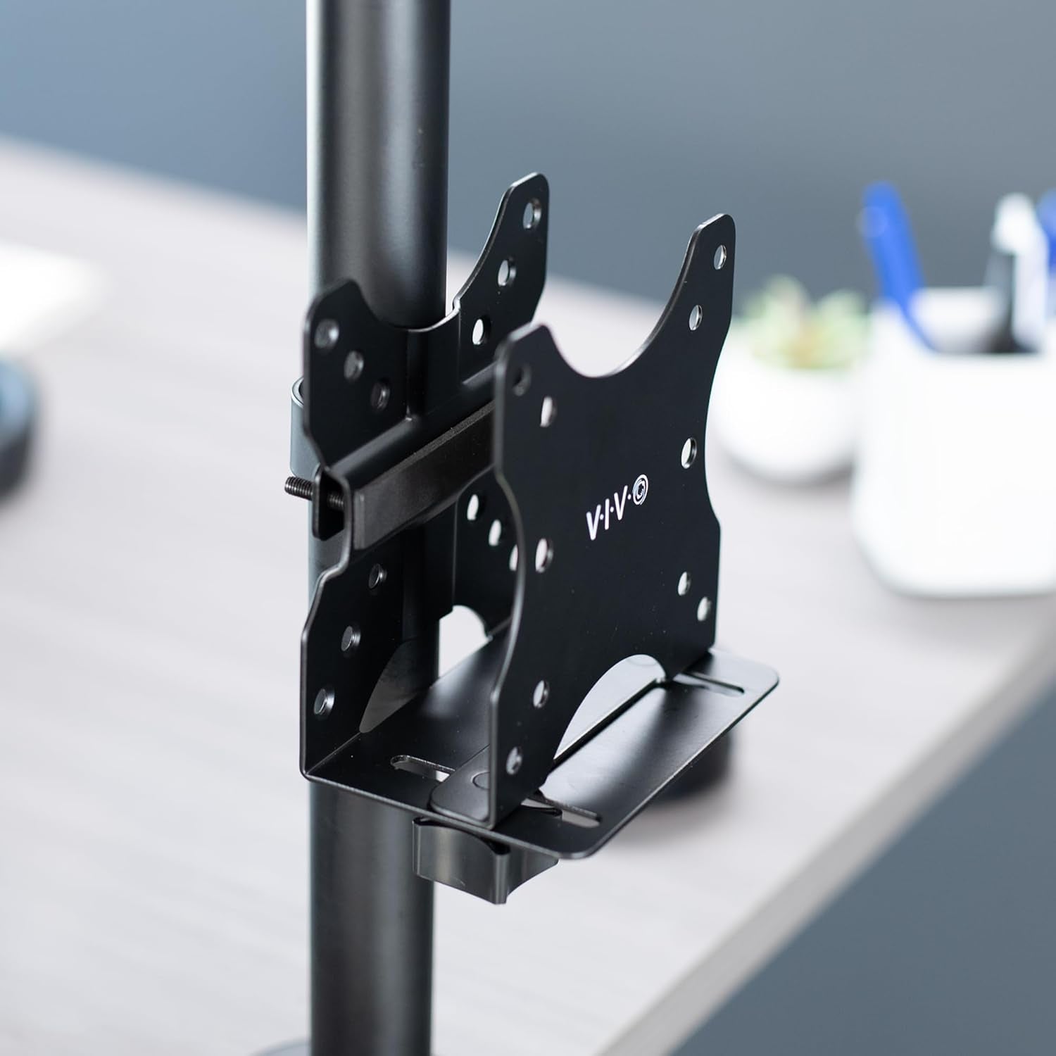 Adjustable Thin Client Mini PC Mount Bracket, CPU VESA under Desk and Monitor Arm Computer Holder, Black, MOUNT-PC05C