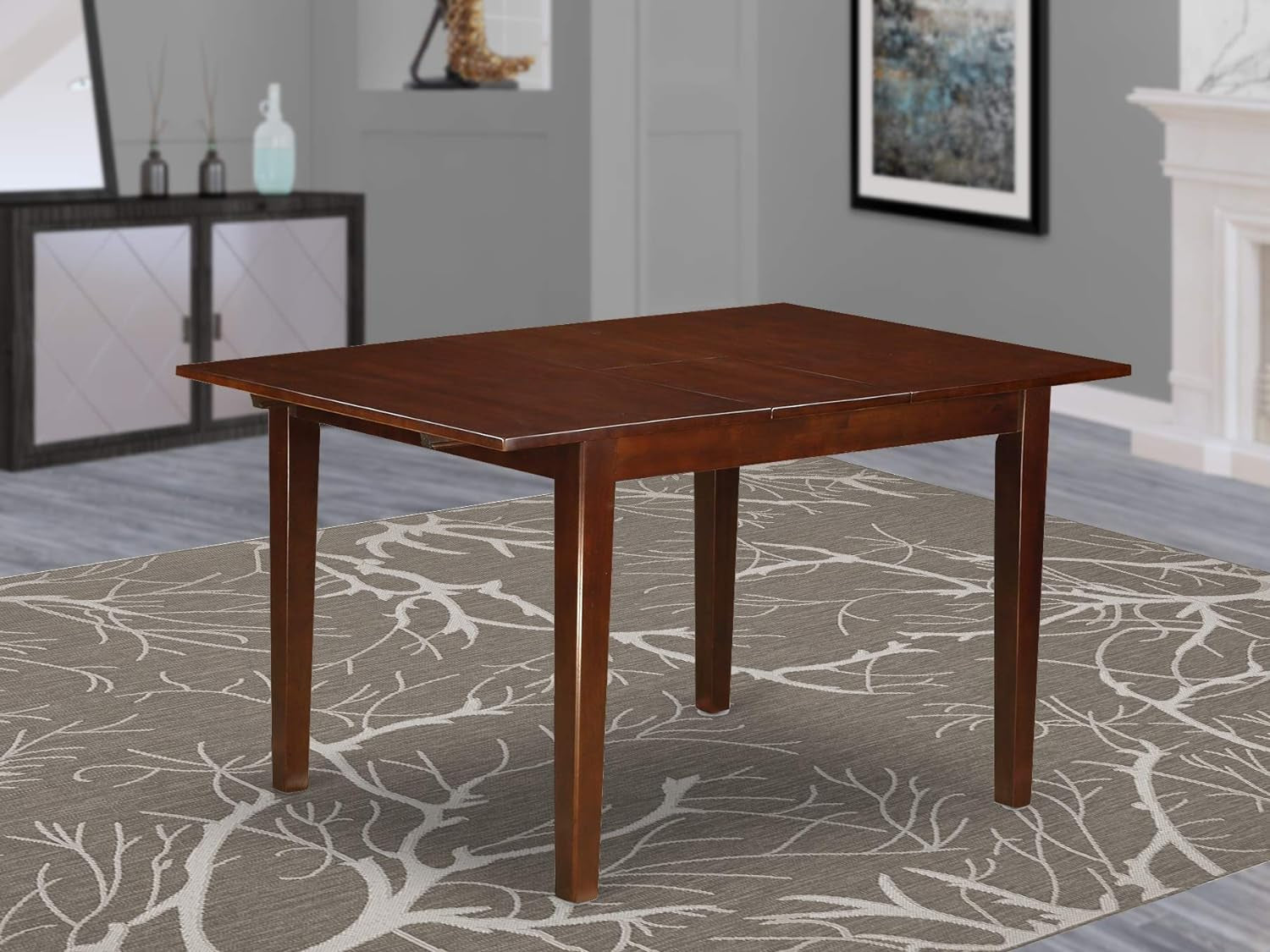 NFT-MAH-T Norfolk Dining Room Table - a Rectangle Kitchen Table Top with Butterfly Leaf, 32X54 Inch, Mahogany