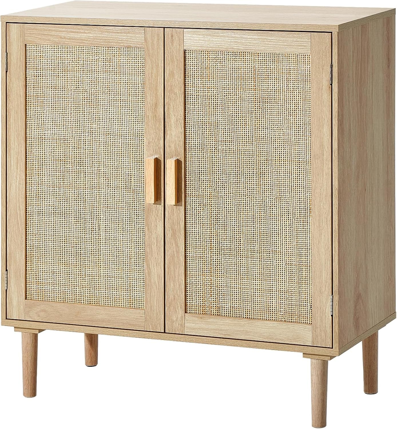 Rattan Cabinet, Buffet Cabinet with 2 Magnetic Doors and Adjustable Shelves, Sideboard Buffet for Hallway, Entryway, Living Room, or Kitchen, Natural