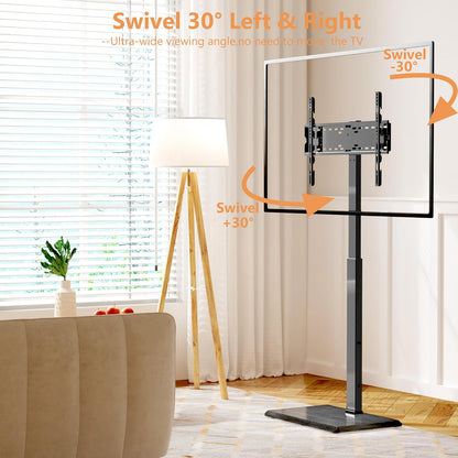 Universal Floor TV Stand,Tv Floor Mount Stand for 32-75 Inch TV up to 110 Lbs, Swivel and Height Adjustable Tall TV Stand for Bedroom,Office(Tcp01-M-A02)