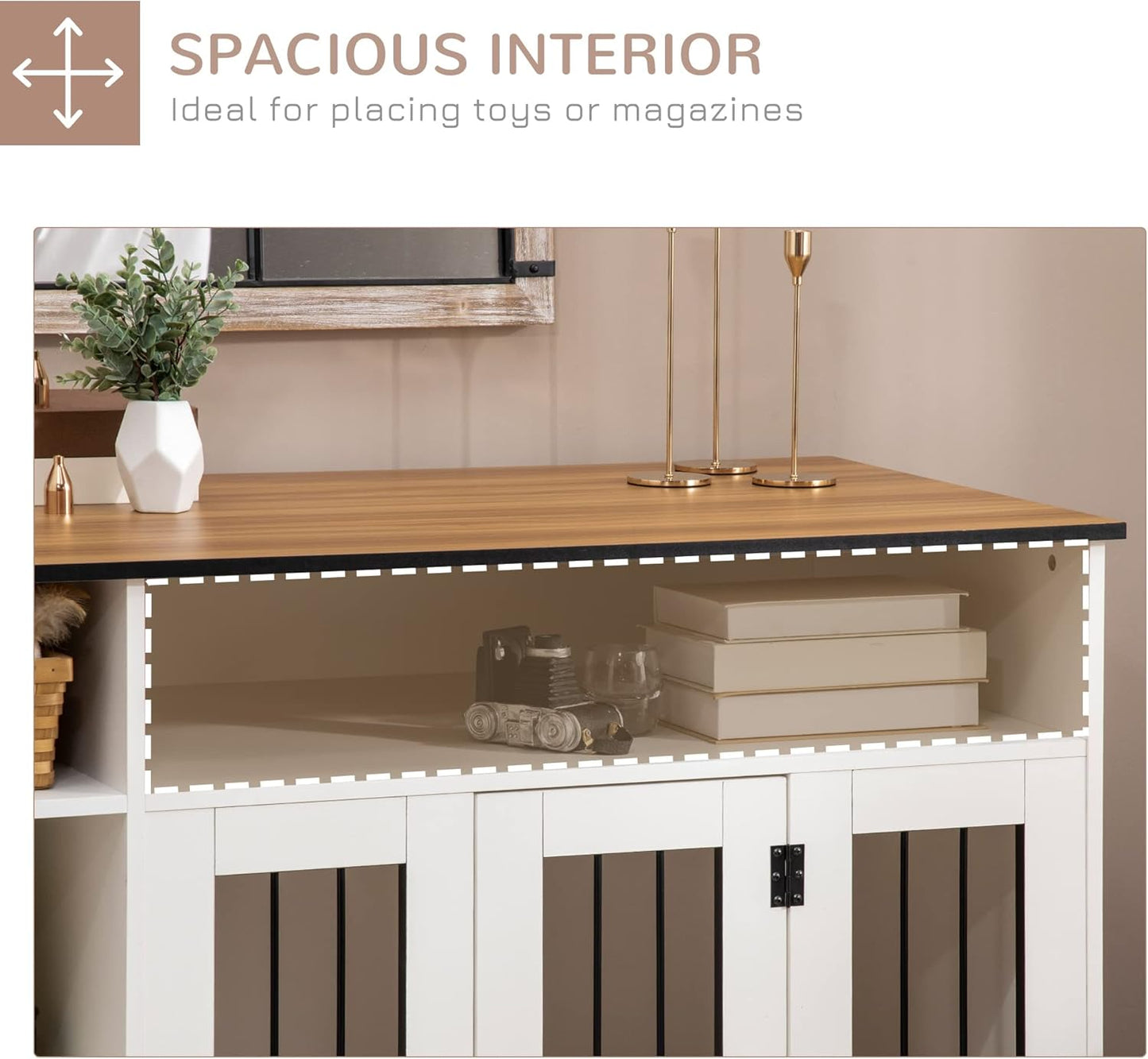 Dog Crate Furniture with Adjustable Shelf, Dog Crate End Table, Indoor Pet Crate for Medium and Large Dogs, with Large Flat Surface, 47" X 23.5" X 35", Gray