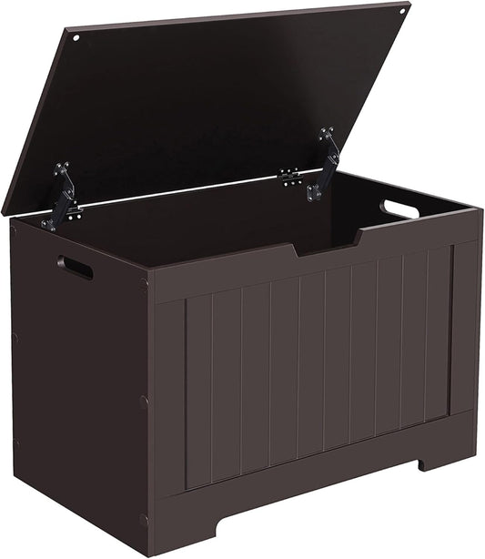 Storage Chest, 29.9 Inches Width Storage Bench, Entryway Bench with 2 Safety Hinges, Shoe Bench, Farmhouse Style, for Entryway, Bedroom, Living Room, Espresso Brown ULHS11BR.