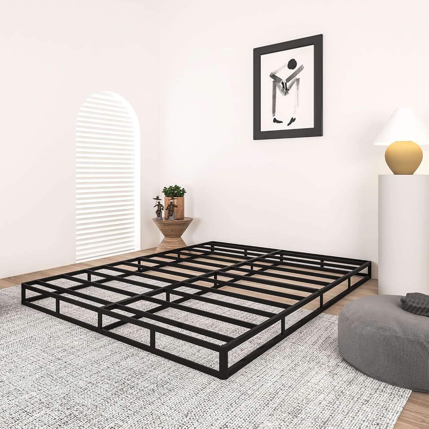 5 Inch Box Spring for Queen Bed, Heavy Duty Metal Mattress Foundation, 3000 Lbs Capacity, Low Profile Bed Base, Noise-Free, Easy Assembly, Fabric Cover