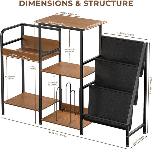 Vinyl Record Stand, 3-Tier Record Player Table with Left and Right Storage for Living Room Bedroom