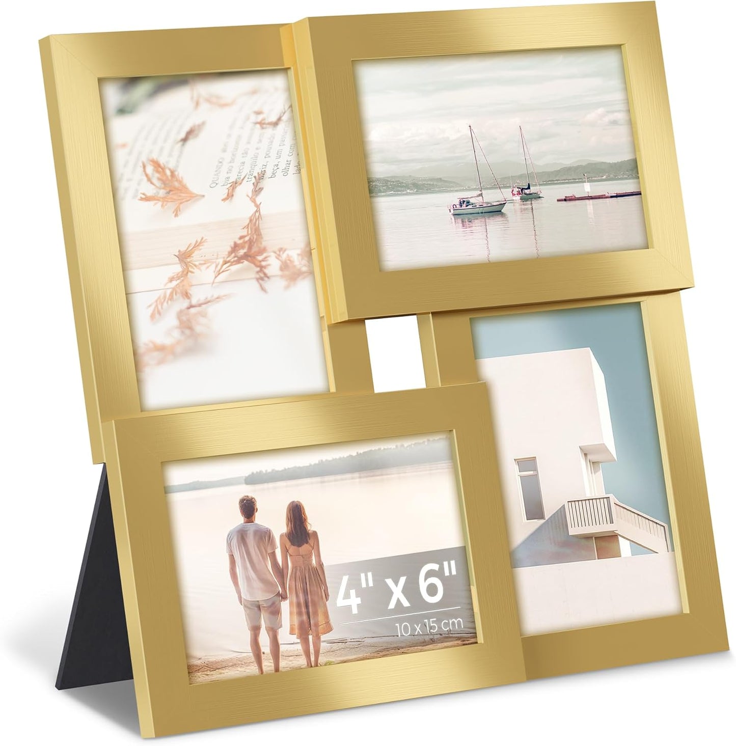 4X6 Collage Picture Frames, Family Photo Collage Frame Set of 4 for Wall Decor, Glass Front, Wall Hanging or Tabletop, Ink Black URPF25BK