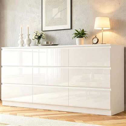 70 INCH 9 Drawers Dresser with Charging Station