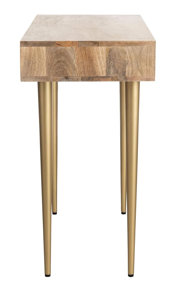 Safavieh Home Office Leni Modern Natural and Grey and Brass 1-drawer Desk