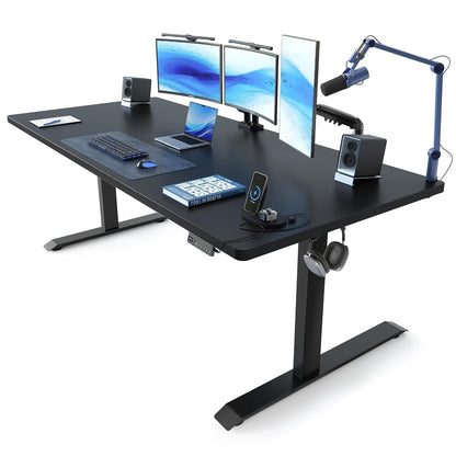 63 x 37 Inch Large Electric Standing Desk 1" Thick Desktop, Black
