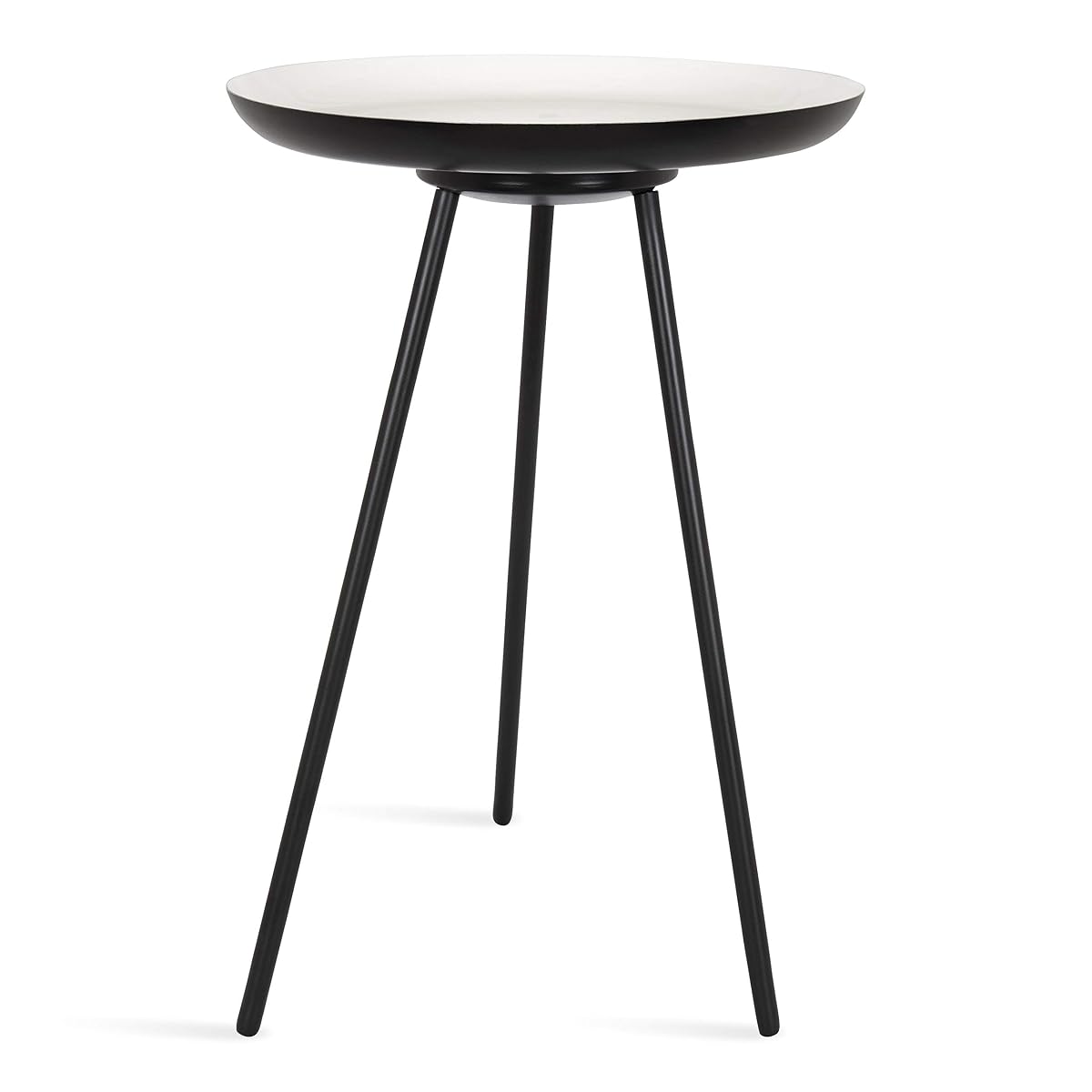 Laranya Modern Side Table, 15" x 15" x 22.5", White and Black, Excellent Sofa End Table and Decorative Accent
