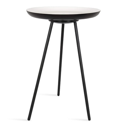 Laranya Modern Side Table, 15" x 15" x 22.5", White and Black, Excellent Sofa End Table and Decorative Accent