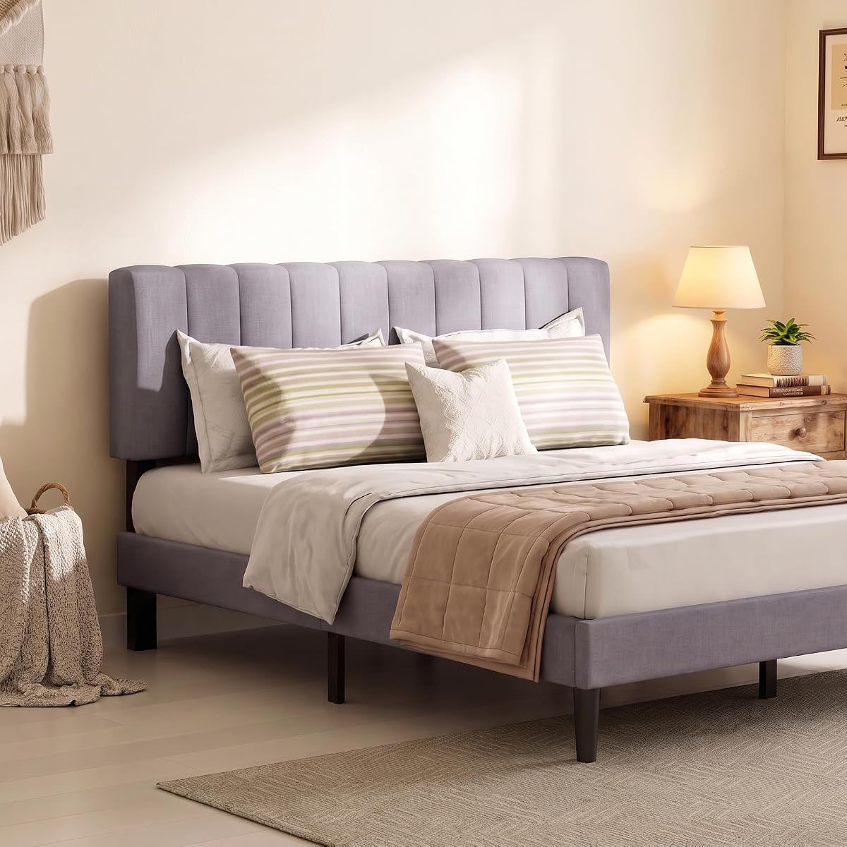 Full Size Bed Frame with Headboard, Platform Bed Frame