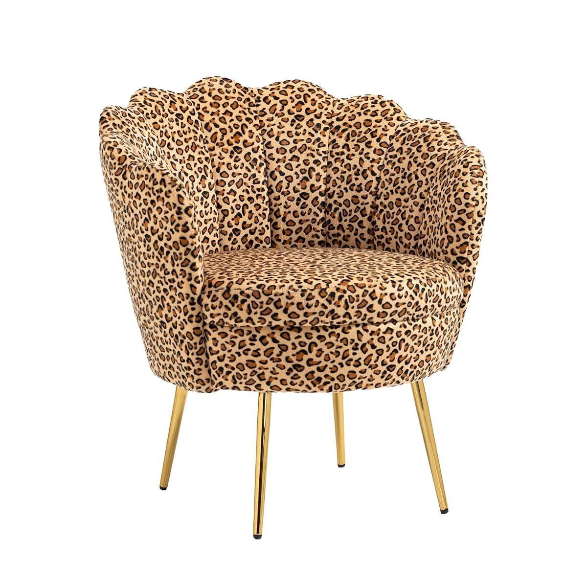 Modern Accent Velvet Chairs Comfy Upholstered Vanity for Bedroom Armchair Dining with Golden Metal Legs Desk Chair Makeup Chairs for Living Room （Leopard Print）