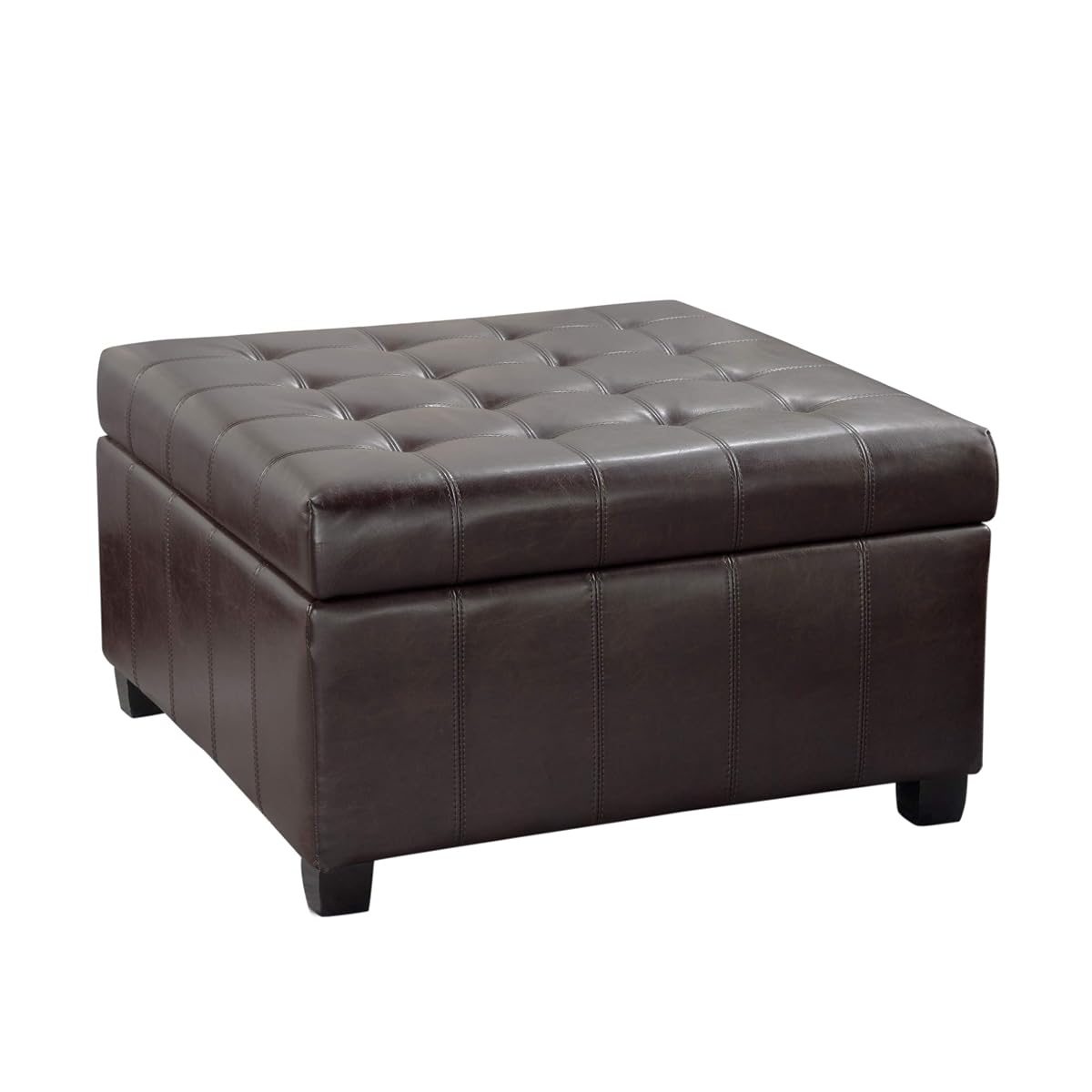 Christopher Knight Home Alexandria Bonded Leather Storage Ottoman, Marbled Brown, 31” x 31”x 18.6”
