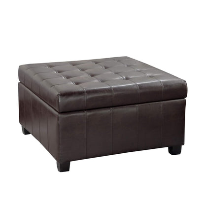 Christopher Knight Home Alexandria Bonded Leather Storage Ottoman, Marbled Brown, 31” x 31”x 18.6”