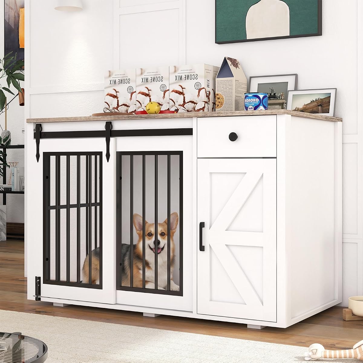 44" Dog Crate Furniture, Dog Kennel (44" Right Facing Door)