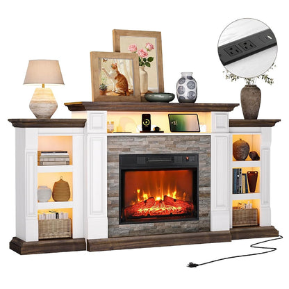 72" LED Fireplace TV Stand with Outlet