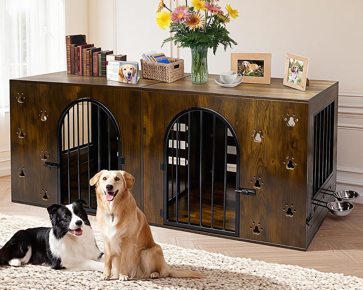 63" Dog Crate Furniture for 1 or 2 Dogs
