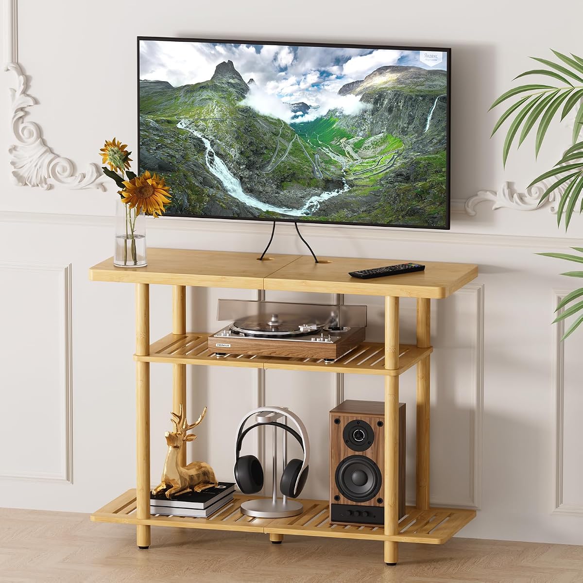 Bamboo TV Stand, Small TV Stands for up to 32 Inch