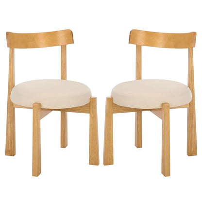 SAFAVIEH Furniture - Anselm Dining Chair Set of 2 - White & Light Blonde Solid Wood - Modern Upholstered Chair - Fully Assembled - Ideal for Dining Room, Kitchen, 19" Seat Height (DCH8810C-SET2)